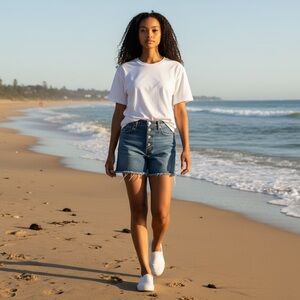 J Brand Womens 27 Denim‎ Raw Hem Button-Fly High Rise Bermuda Shorts NWOT